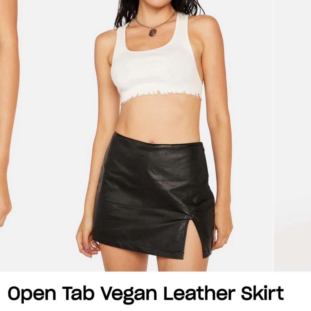Black Vegan leather skirt Medium Dolls Kill